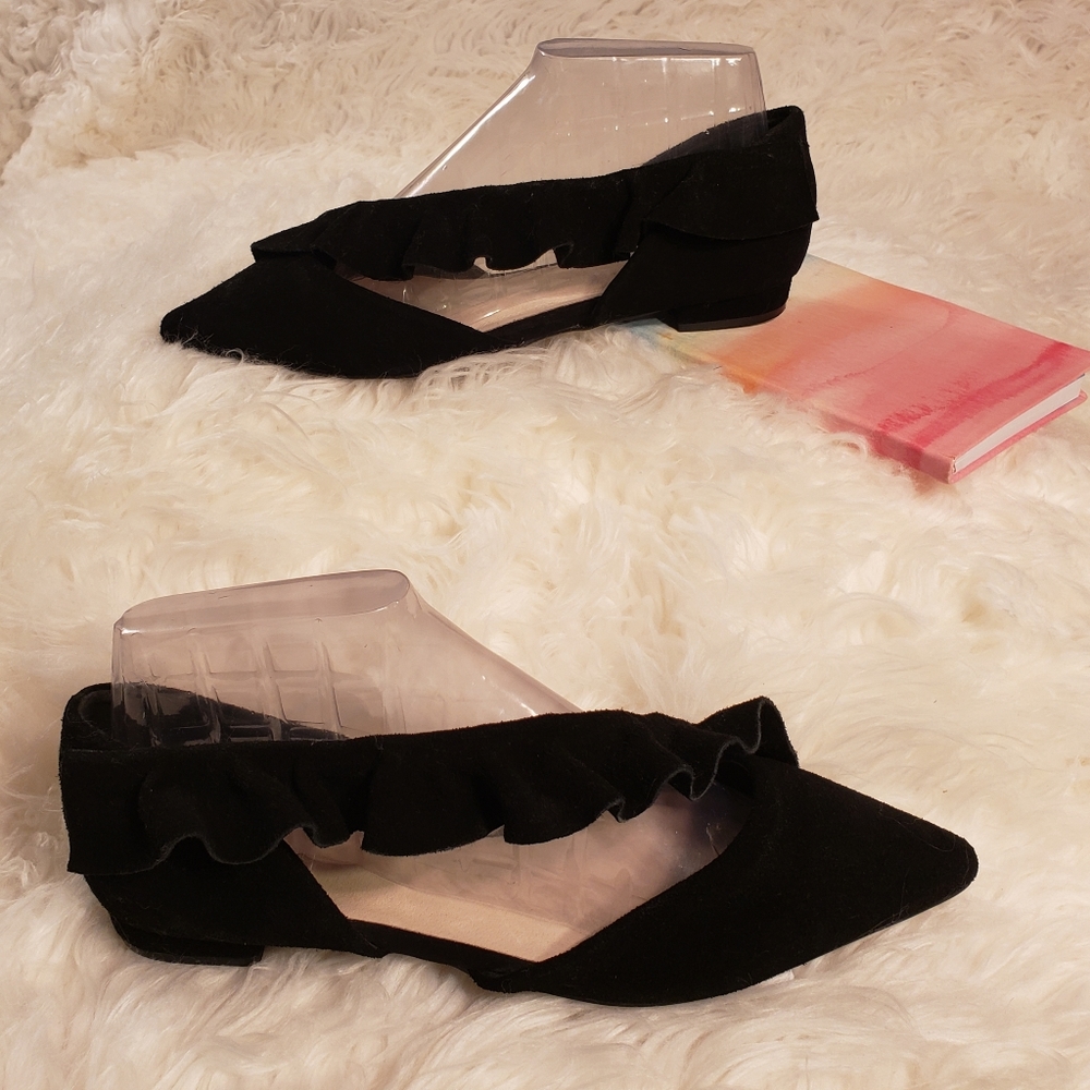 L.T.S. Black Soft Suede Flat